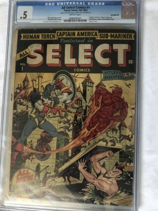 All Select Comics 1 Cgc.  5 Classic Alex Schomburg Wwii Cover Timely 1943
