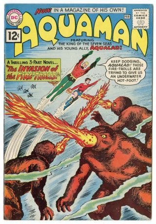 Aquaman 1 Vf - 7.  5 Ow/white Pages 1st App.  Quisp Dc 1962