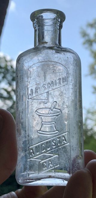 J.  P.  Smith Augusta,  Georgia Antique Embossed Pharmacy Bottle