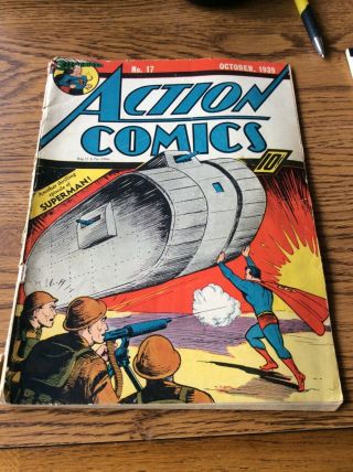 Action Comics 17 - Superman - Tank Cover - October 1939 - Dc Golden - Age Early Superman