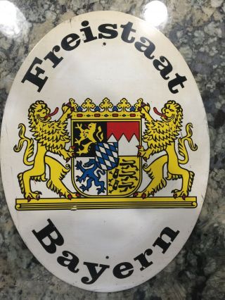Vintage Freistaat Bayern Metal Sign Germany History 15x11