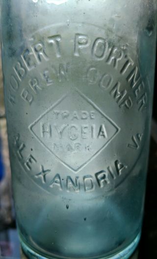 Rare HYGEIA Variant Robert Portner Brew Comp Aqua Blob Top Beer Bottle w/stopper 4