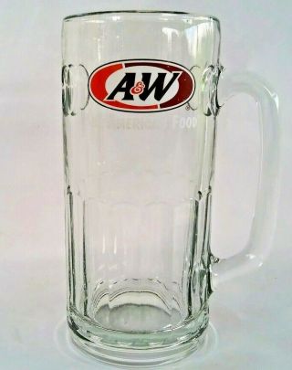 A&w Root Beer " All American Food " Glass Mug Orange & Brown Logo Heavy Stein 7 "