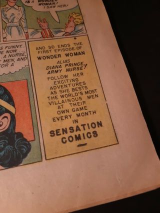 Sensation Comics 1 JAN 1942 WONDER WOMAN - No Cover - Ungraded 3