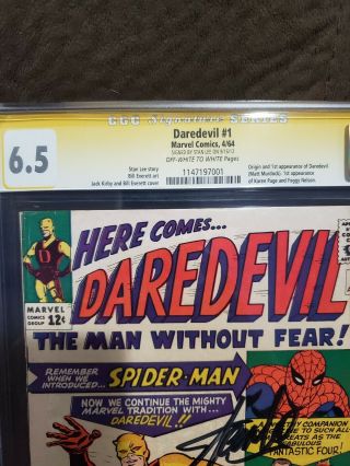 Daredevil 1 CGC 6.  5 signed by Stan Lee origin & 1st app Matt Murdock 3