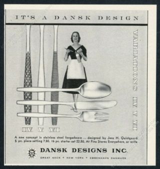 1956 Dansk Designs Variations Iv V Vi Flatware Photo Vintage Print Ad