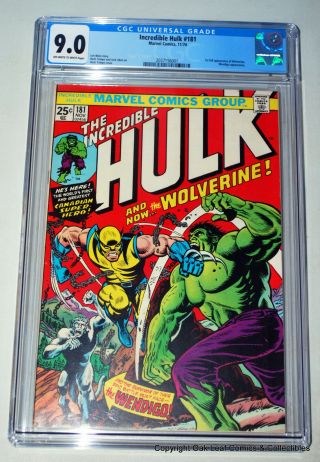 Incredible Hulk 181 Marvel Comic Book 1st Appearance Wolverine Cgc 9.  0 1974
