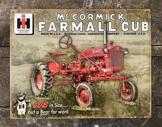 Mccormick Farmall Cub Tractor International Harvester Classic Tin Metal Sign