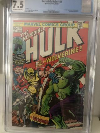 The Incredible Hulk 181 Cgc 7.  5 Off White - White Pages.  1st Wolverine