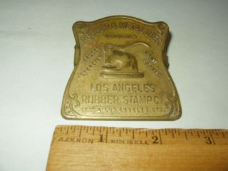 Vintage Brass Los Angeles Rubber Stamp Co Paper Letter Advertising Desk Clip 3