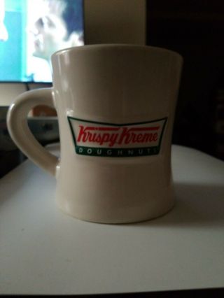 Vintage Krispy Kreme Doughnuts Coffee Mug Heavy Diner Style Ivory Retro Vtg Cup