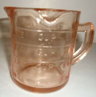 Vintage Pink Depression Glass Measuring Cup Triple Spout