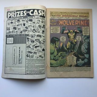 The Incredible Hulk 181 (R) 1st App Wolverine X - men Marvel 1974 MVS intact VG 4