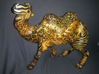 Unique La Vie Safari African Patchwork 9.  5 " Camel Figurine W/zebra Tiger Cheetah