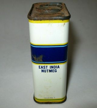 Antique EAST INDIA NUTMEG SPICE TIN H.  E.  Lee Kansas City MO Salina KS 1 1/2oz Can 6