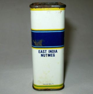 Antique EAST INDIA NUTMEG SPICE TIN H.  E.  Lee Kansas City MO Salina KS 1 1/2oz Can 7