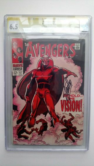 The Avengers 57 Cgc 6.  5 Fn,  Signed Stan Lee Key 1st App Vision Cents 1968