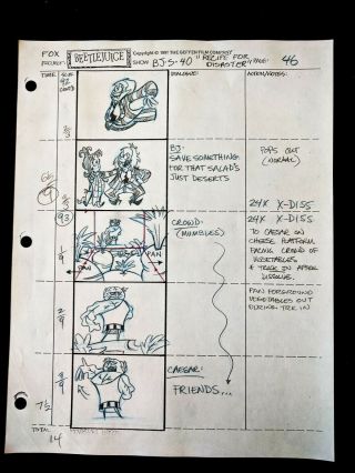 Beetlejuice 1989 Tv Series Animation Production Hand Drawn Storyboard Page 46