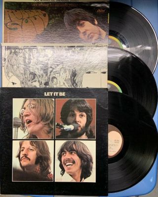 3 Lps " The Beatles " Revolver,  Let It Be,  Rubber Soul.  Vinyl Lps