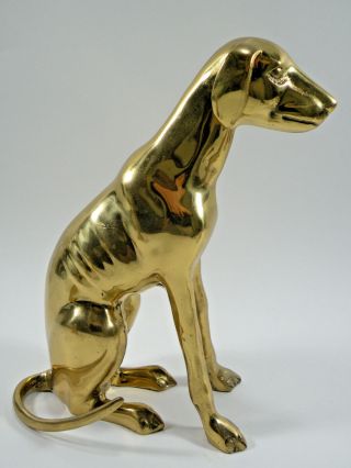Large Vintage Brass Greyhound Dog 11 " Sculpture (rbnh)