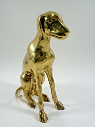 Large Vintage Brass Greyhound Dog 11 