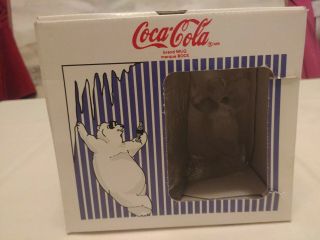 Coca Cola Polar Bear Mug 1998 Edition Glass Polar Bear Handle