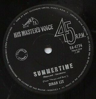 Dinah Lee Rare 1966 Aust Only 7 " Oop Hmv Northern Soul Pop Single " Sommertime "