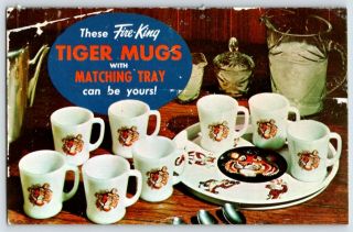 1965 Tony The Tiger Advertising Post Card Esso Station Fire King P5