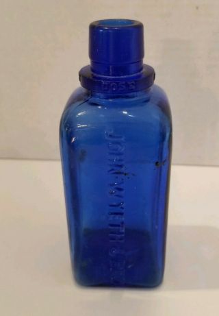 Antique John Wyeth & Bro Cobalt Blue Medicine Bottle Embossed