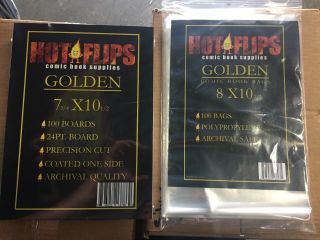 100 Golden Age Comic Book Poly Bags With Golden Backing Boards,