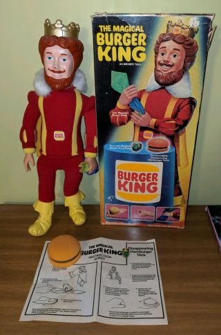 The Magical Burger King Vintage 1980 Knickerbocker Toys 20 " Doll Complete W/ Box