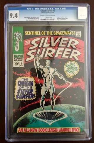 Silver Surfer 1,  Cgc 9.  4 (nm) C/ow Pages,  Marvel,  August 1968,  Volume 1