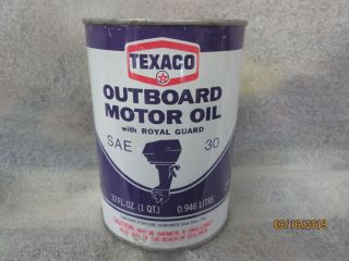 Early Texaco Outboard Motor Oil Quart Metal Can Full