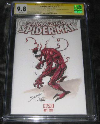 Spider - Man 1 Cgc 9.  8 Ss Signed & Sketch By Mark Bagley & Ryan Kincaid