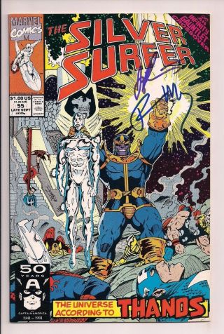 The Silver Surfer 55 Signed Ron Marz & Jim Starlin W/coa (sep 1991,  Marvel)