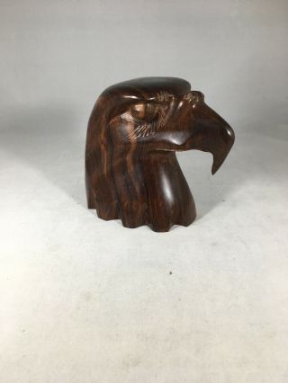 Vintage Heavy Hand Carved Solid Iron Wood Eagle B