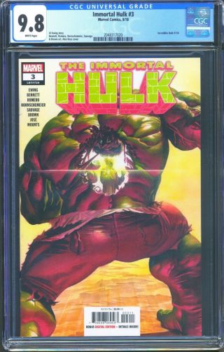 Immortal Hulk 3 (marvel) Cgc 9.  8 White Pages 1st Mention Of The One Below All