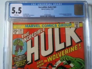 The Incredible Hulk 181 5.  5 CGC Marvel Bronze age comic Book 1st Wolverine 4