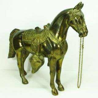 Vintage Carnival Prize Bronze Tone Metal Male Horse Figurine Statue 10” Tall
