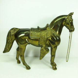 Vintage Carnival Prize Bronze Tone Metal Male Horse Figurine Statue 10” Tall 2