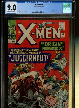 X - Men 12 Cgc 9.  0 | Marvel 1965 | Origin Of Professor X.  Origin & 1st Juggernaut.