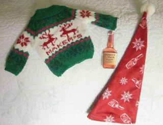 Makers Mark Christmas Sweater & Hat Bottle Covers Fit 750ml Bottle,  Ornament