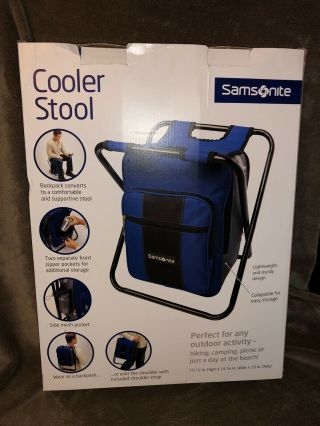 Samsonite Stool / Cooler Blue Backpack Folding Camping / Fishing / Hiking