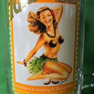 Hula Girl Lager Pin - Up Beer Mug / Stein Hawaii Aloha Tiki Bar Party Ships