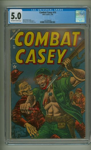 Combat Casey 14 (cgc 5.  0) Ow/w Pages; Violent Art By Robert Q.  (c 22645)