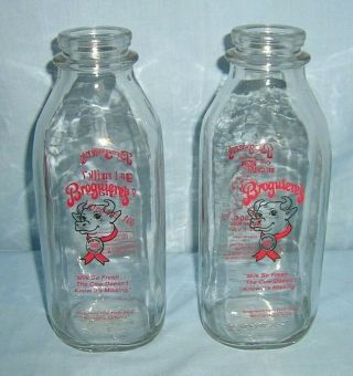 2 Broguieres Glass Milk Bottle Mark Mcgwire 500 Home Run & Got Mil Collectible