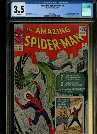 Spider - Man 2 Cgc 3.  5 | Marvel 1963 | 1st Vulture & Terrible Tinkerer.