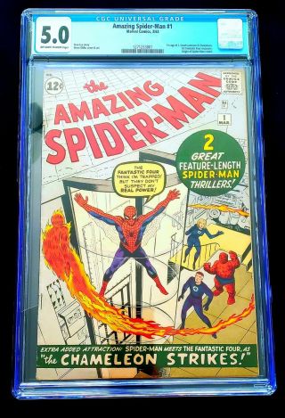 The Spider - Man 1 (1963) - Cgc 5.  0 Ow/w - Key - No Chipping
