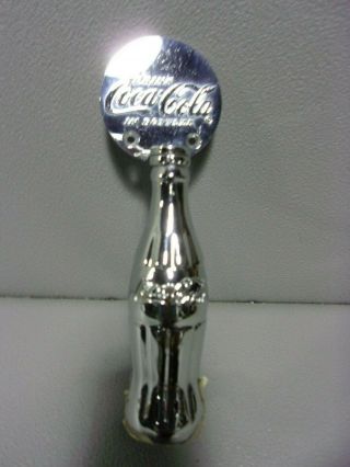 Coca - Cola 1997 Bottle Opener/ Door Pull Chrome Plated Metal 2 5/8 X 8 1/2 "