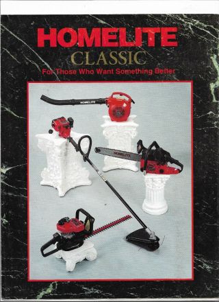 Homelite Sales Brochure For Lawnmower Tiller Trimmer Chain Saw Blower,